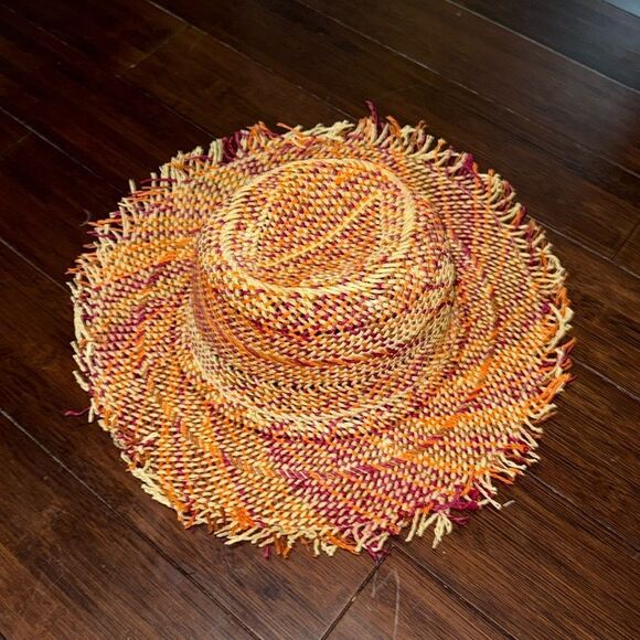 Colorful Woven Straw Hat Red And Orange - BRAND NEW - Adjustable main image 2
